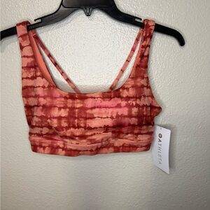 New NWT Athleta Exhale Printed Sports Bra A-c Cup Tahiti Island Coral Strappy
